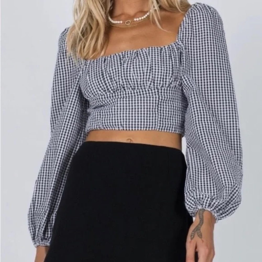 Princess Polly Ariah Black and White Gingham Blouse
